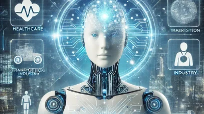 DALL·E 2025-03-03 12.52.03 – A futuristic digital illustration of artificial intelligence. A glowing humanoid robot with a transparent head filled with neural networks and data st